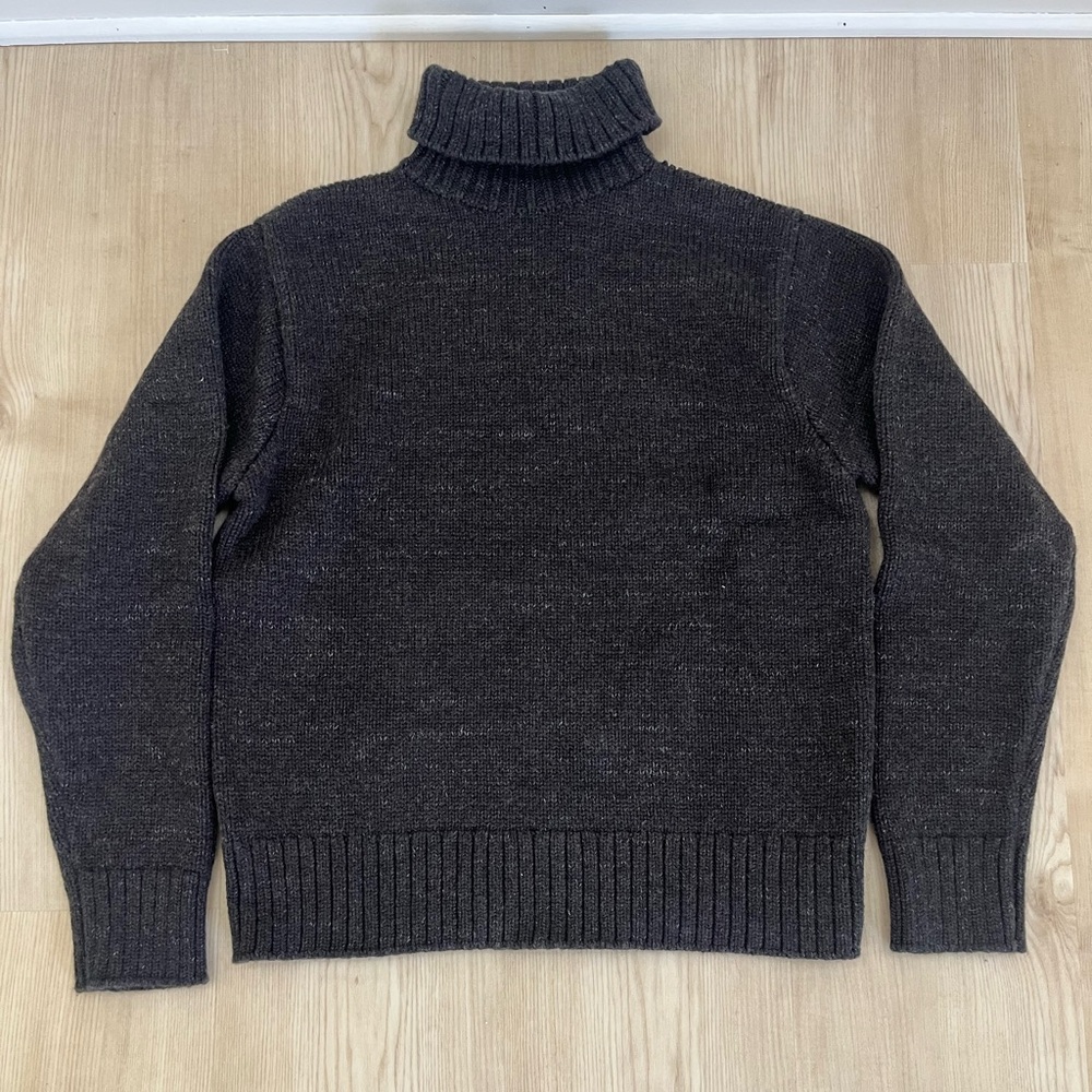 Double RL Dark Charcoal Thick Turtleneck Sweater Wool & Cotton